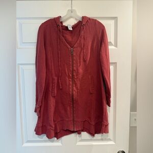 Soft Surroundings 100% Cotton Zip Up Jacket Women’s Medium Rust Red